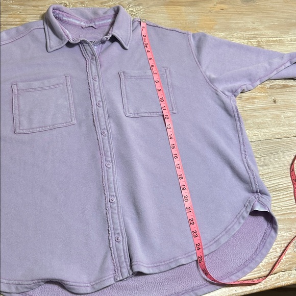 Aerie LumberJane Fleece Shirt Purple Button Down Oversized Shacket Small - Picture 10 of 10
